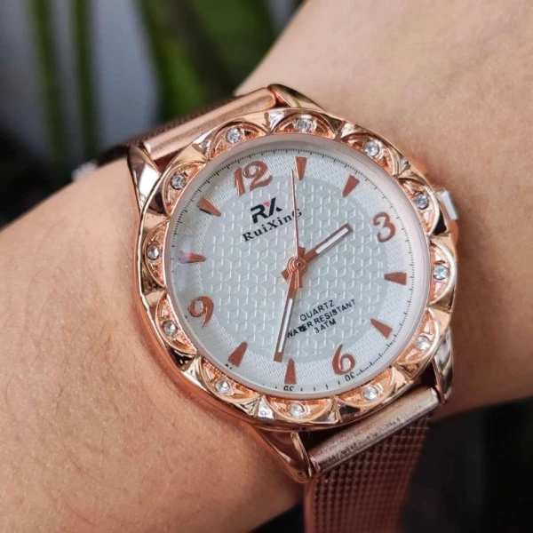 Feminino Pulseira De Plástico Metálico Resistente água