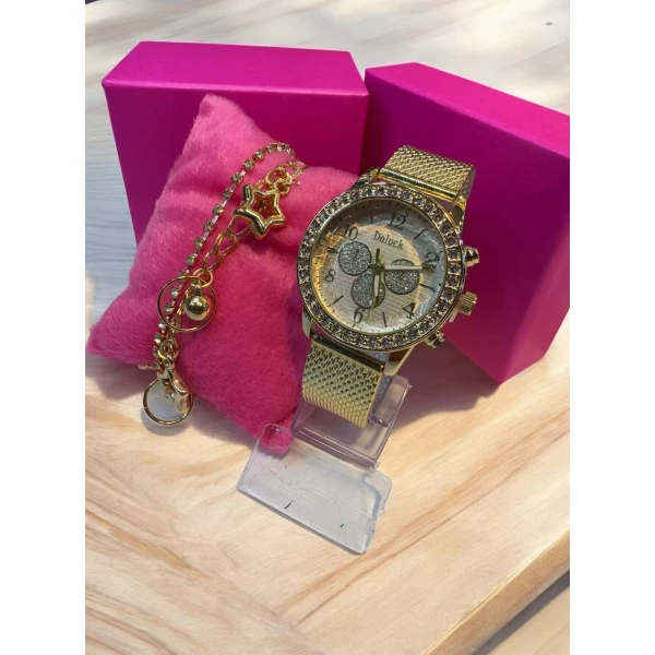 Kit Pulseira Plastico Dourado