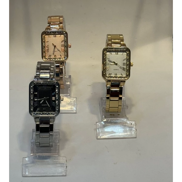 Relógio  feminino De Metal Quadrado Strass