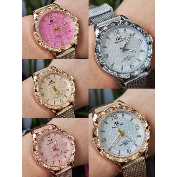 Feminino Pulseira De Plástico Metálico Resistente água