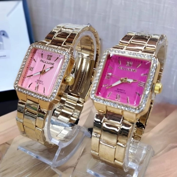 Feminino Pulseira De Metal Quadrado Resistente Água