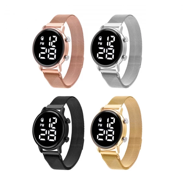 Feminino Pulseira Magnética LED Digital Redondo Resistente Água