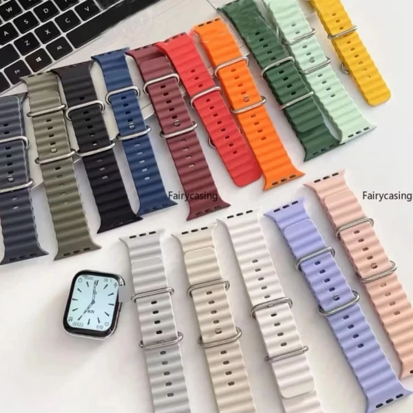 Pulseira  Oceano Silicone Para Relogios Apple Tamanho 38--41mm Sortido