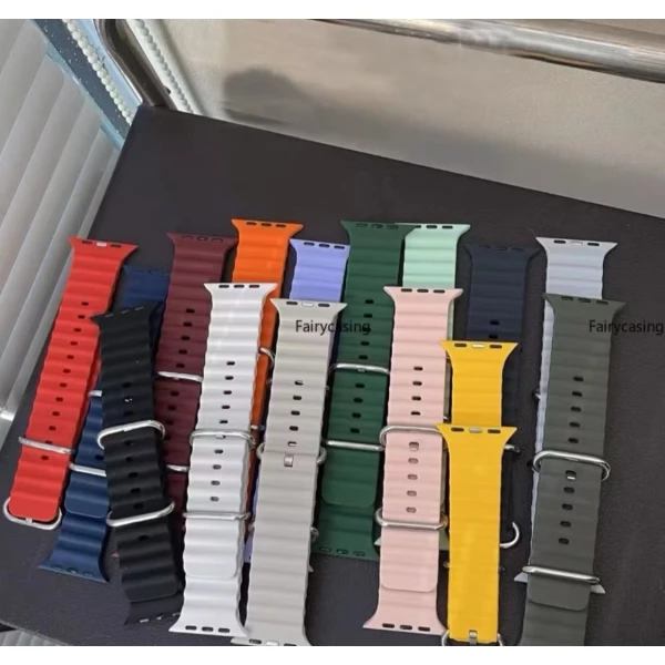 Pulseira  Oceano Silicone Para Relogios Apple Tamanho 42--49mm Sortido