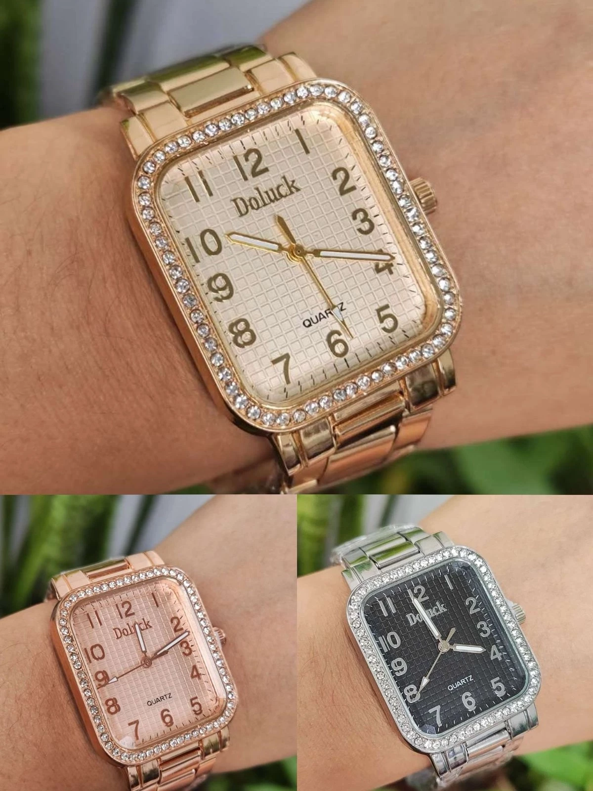 Relógio  feminino De Metal Quadrado Strass