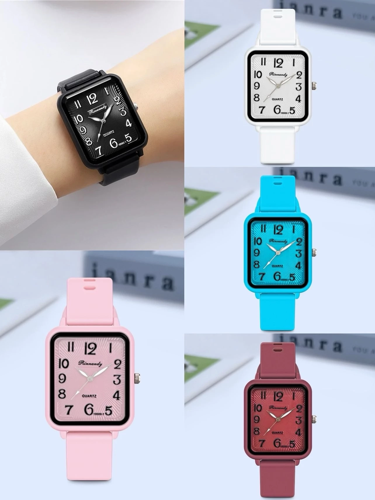 Feminino Pulseira De Borracha Quadrado Sortido