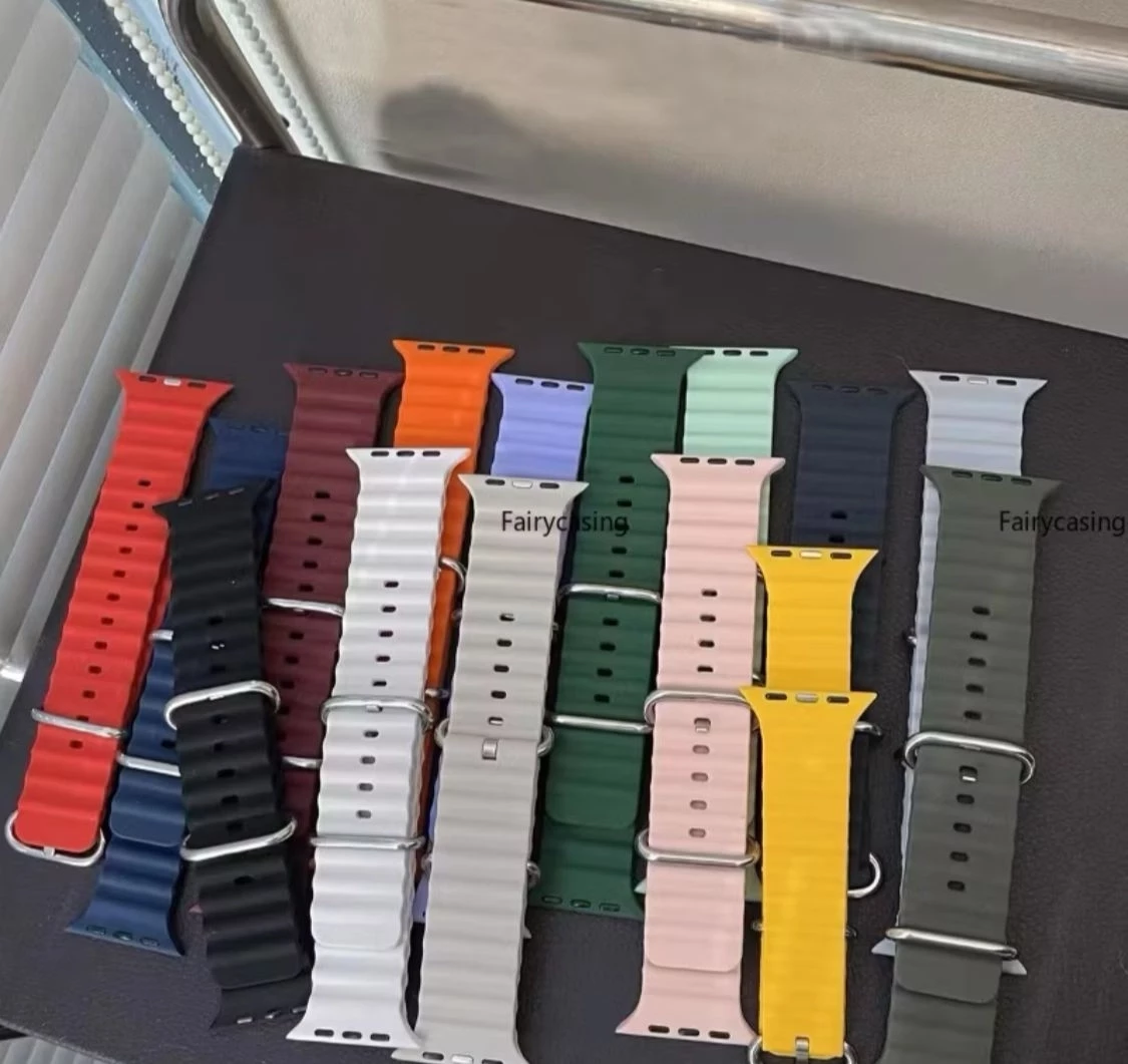 Pulseira  Oceano Silicone Para Relogios Apple Tamanho 42--49mm Sortido